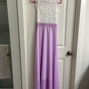 Elegant White and Lavender Dress